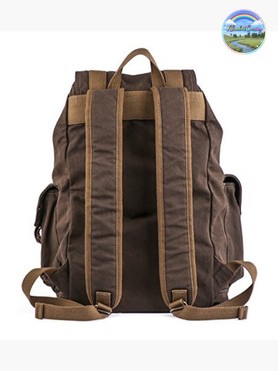 High Density Canvas Backpack Rucksack with Pockets, Travel Daypack